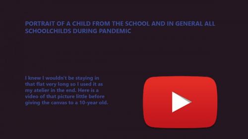 Video of painting Schoolchild's Portrait in the studio apartment of a bachelor.